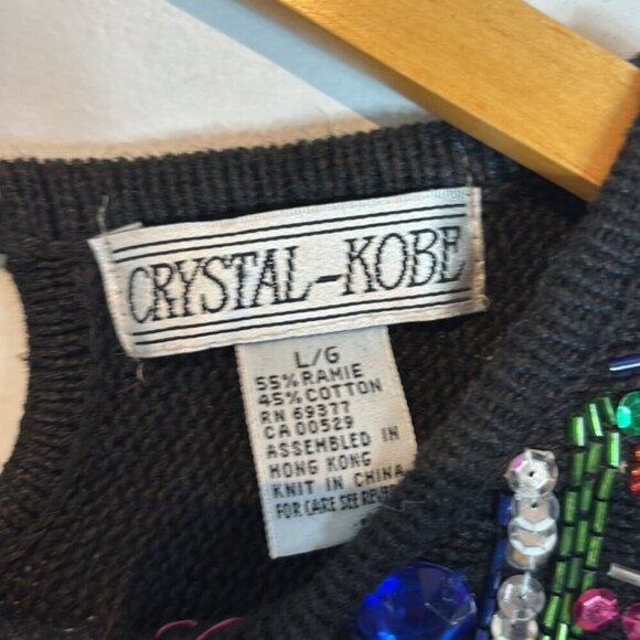 Vintage 80’s Crystal Kobe black jeweled/sequins sweater size large - Picture 9 of 12